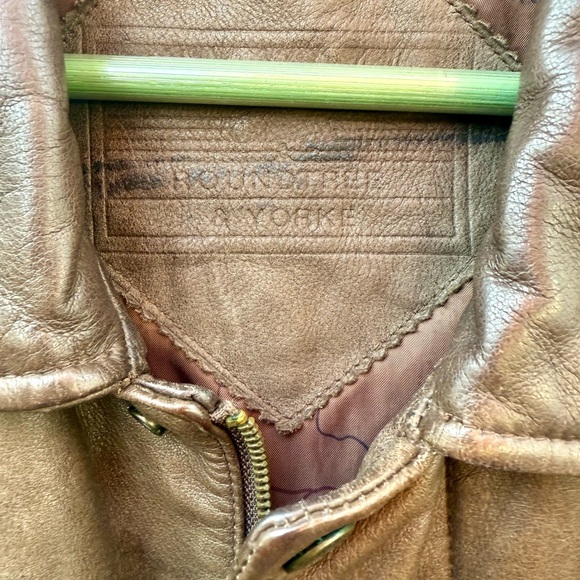 VTG 90s Roundtree & Yorke Men’s Soft Brown Leather Bomber - Picture 7 of 16